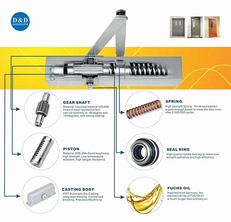 Hydraulic Standard Size Entrance Swing Door Closer with Hold Open