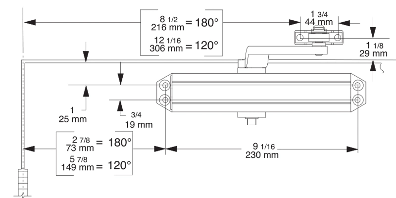 Commercial Door Closer/Heavy Duty Adjustable Grade One Standard Automatic Door Closer